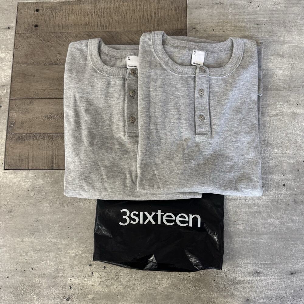 3sixteen Mens Short Sleeve Henley Crewneck Jersey T-shirt 2 Pack 2X NEW XXL Tee